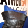 leather garrison cap - blue crown - side view