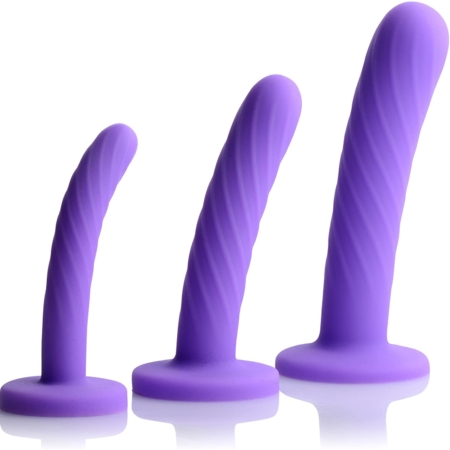 Strap U Tri Play 3 Piece Silicone Dildo Set Purple