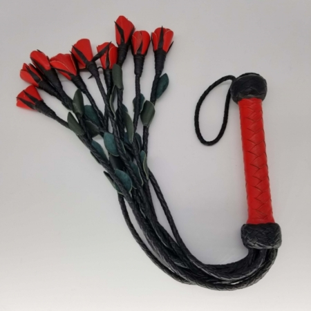 Leather Rose Flogger red