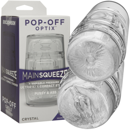 Main Squeeze Pop Off Ultraskyn Compact Masturbator Pussy and Butt Clear Crystal 002