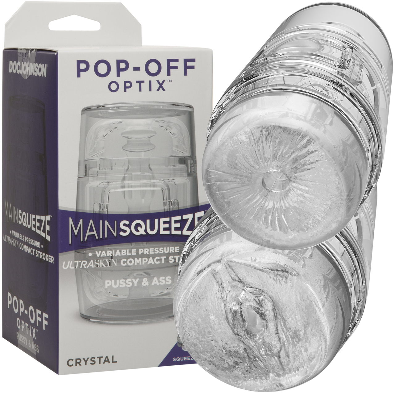 Main Squeeze Pop Off Ultraskyn Compact Masturbator Pussy and Ass Clear –  Leather64TEN